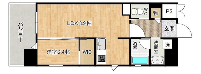 YSP城野(1LDK/8階)の間取り写真
