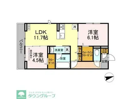 プロスペールE NO.1(2LDK/2階)の間取り写真
