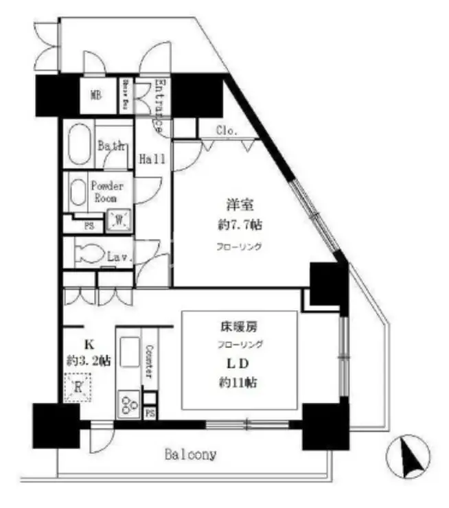 サンクレール荒川ブランガーデン 15階階 間取り