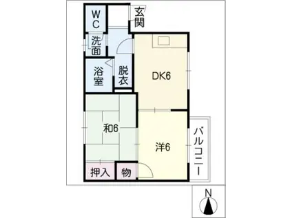 リバーサイドハイツ(2DK/1階)の間取り写真
