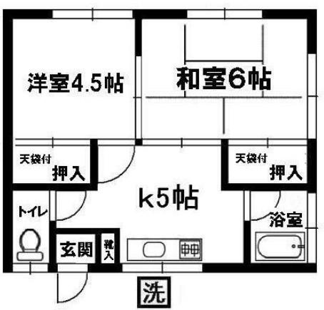 大山コーポ(2K/2階)の間取り写真