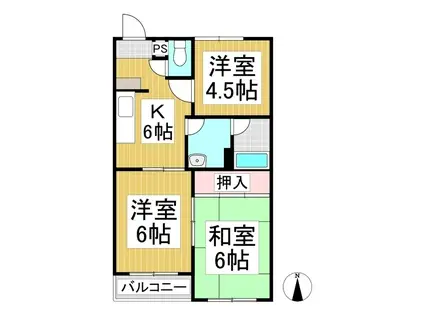 アップルハイツ英(3DK/2階)の間取り写真