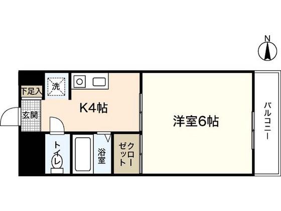 サンサンコート利保(1K/4階)の間取り写真