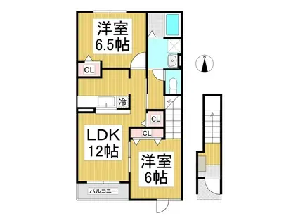 パレスティディオ長野A(2LDK/2階)の間取り写真