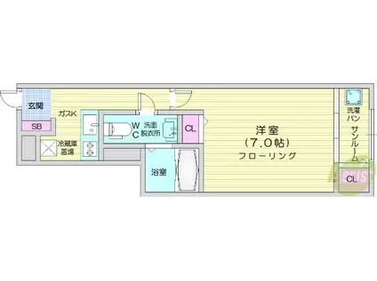 ラウレア(1K/1階)の間取り写真