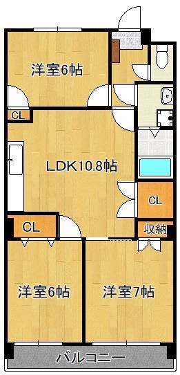 ブランメゾン企救丘(3LDK/3階)の間取り写真