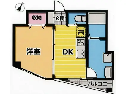 HOUSEKUL千駄木ビル(1DK/4階)の間取り写真