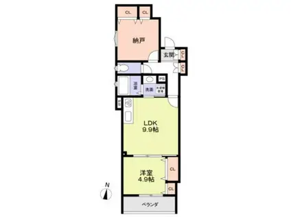 CASA CALMA菱木(1SLDK/3階)の間取り写真