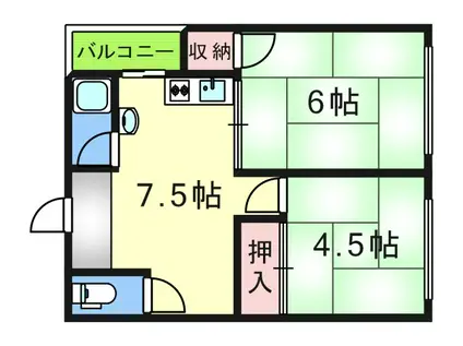 たきがわマンション(2DK/5階)の間取り写真
