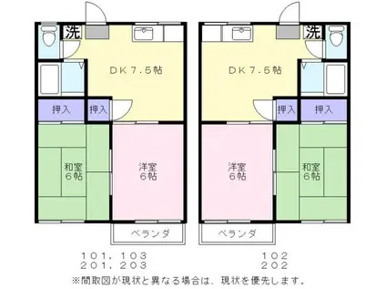 イトウハイツ(2DK/2階)の間取り写真