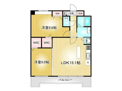 ピオーネ覚王山(2LDK/2階)の間取り写真