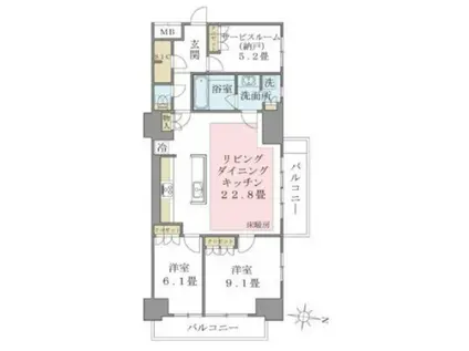 BRILLIA IST 東雲キャナルコート(2SLDK/7階)の間取り写真