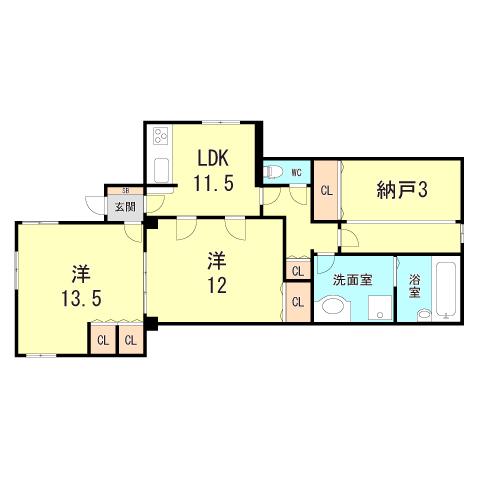 ホルム夙川(2SLDK/1階)の間取り写真