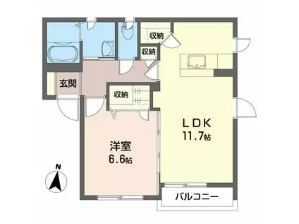 エスペランサA(1LDK/1階)の間取り写真