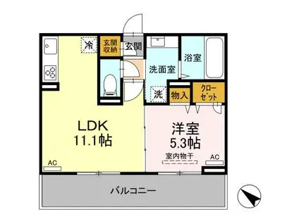 D-ROOMA隈府A・B(1LDK/1階)の間取り写真