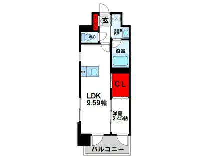 プレジデンス ざ 三萩野(1LDK/3階)の間取り写真