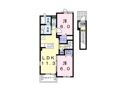 レーヴなごみB(2LDK/2階)の間取り写真