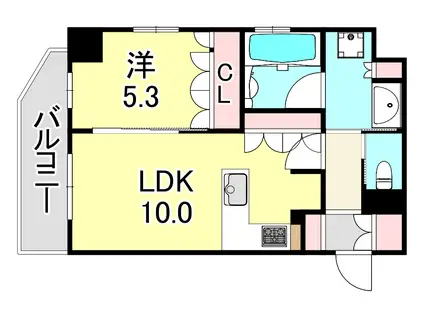 リーガル神戸三宮II(1LDK/6階)の間取り写真