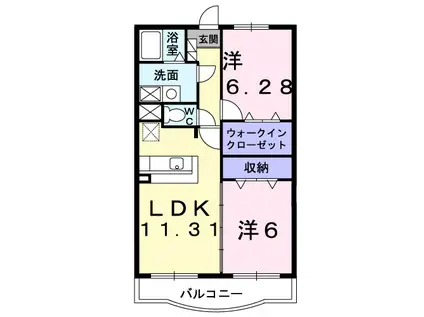 リズ センティア B(2LDK/1階)の間取り写真