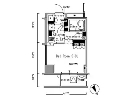 パークアクシス新板橋ウエスト(1K/9階)の間取り写真