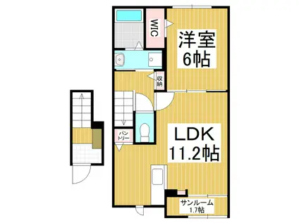 LUMIERE一ツ家 III(1LDK/2階)の間取り写真