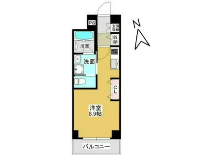 メルヴェーユ東八番丁(ワンルーム/3階)の間取り写真