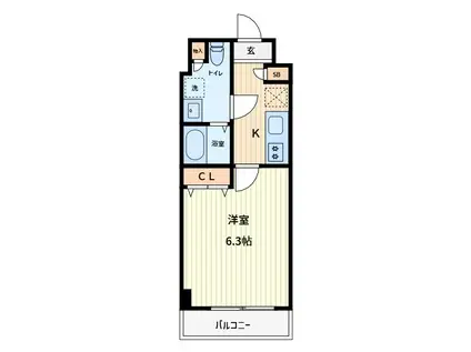 ドゥーエ蕨(1K/10階)の間取り写真