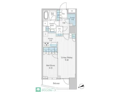 クオリア千代田御茶ノ水(1LDK/7階)の間取り写真
