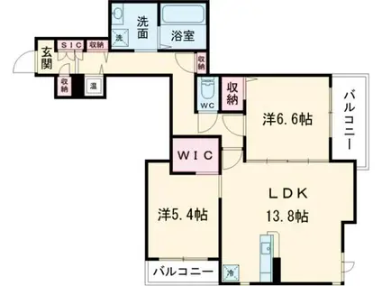 フェリーチェ上三条(2LDK/3階)の間取り写真