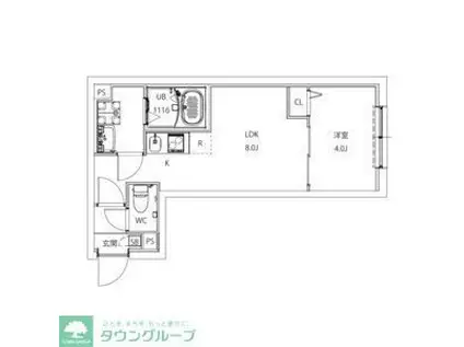 AXIA CITY大山(1LDK/2階)の間取り写真