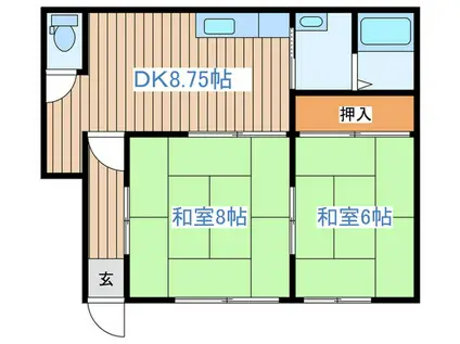 コーポYOU(2DK/2階)の間取り写真