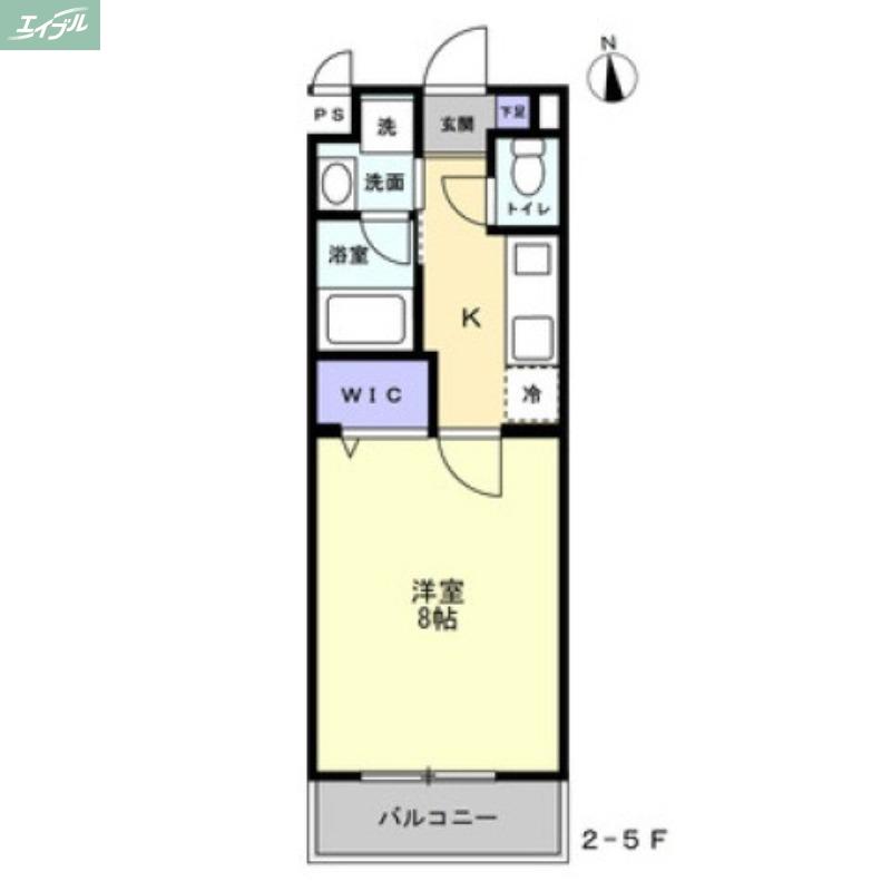 ミモザヒルズ岡山医大南(1K/4階)の間取り写真