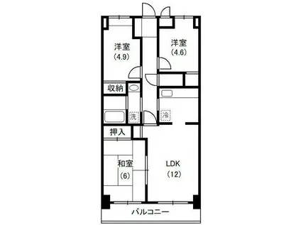 エルメゾン(3LDK/1階)の間取り写真