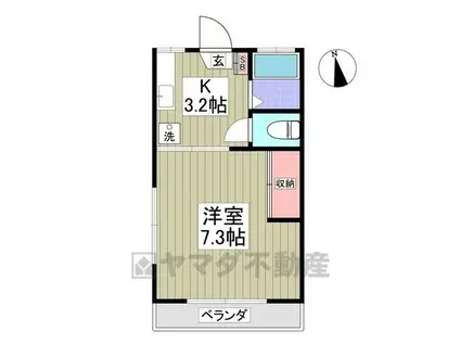 ツキシマサイドハイツ(1K/2階)の間取り写真