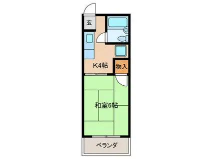 ラ・モンターニュ(1K/2階)の間取り写真