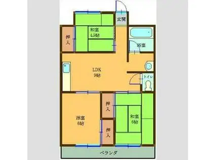 ハイツ小正A棟(3LDK/4階)の間取り写真