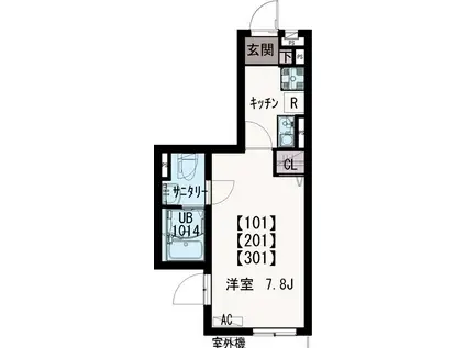 デア 清新(1K/1階)の間取り写真