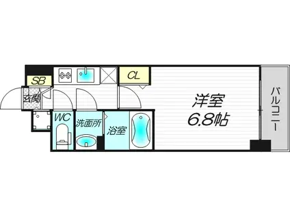 プレサンス天神橋スカイル(1K/8階)の間取り写真