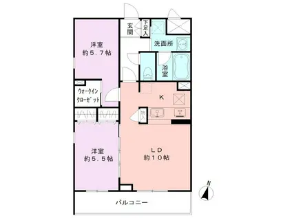 BUENA上所(2LDK/5階)の間取り写真