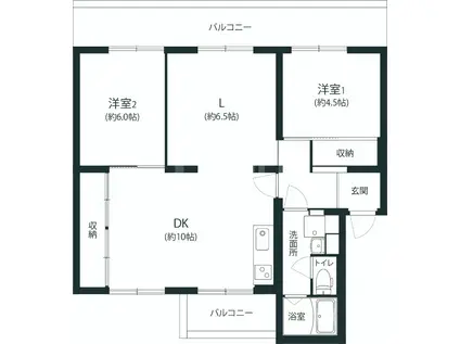 室見団地5棟(2LDK/5階)の間取り写真