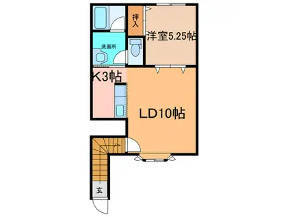 PURE LADY(1LDK/2階)の間取り写真