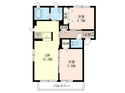 グランドメゾン(2LDK/2階)の間取り写真