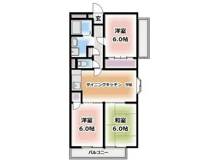 ニューコーポ稔台(3DK/4階)の間取り写真