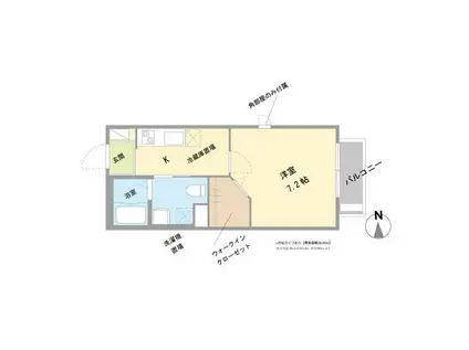 アジュールII(1K/1階)の間取り写真