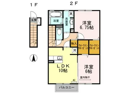 アーバンキャンドルII B(2LDK/2階)の間取り写真