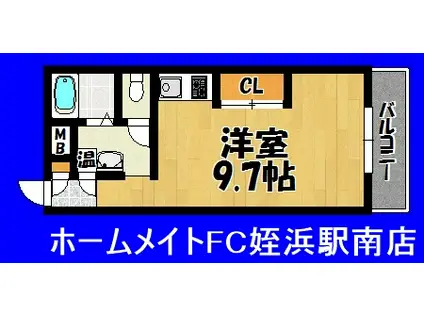 次郎丸ヴィレッタ(ワンルーム/1階)の間取り写真