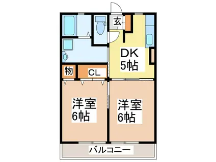 グランドーム(2DK/1階)の間取り写真