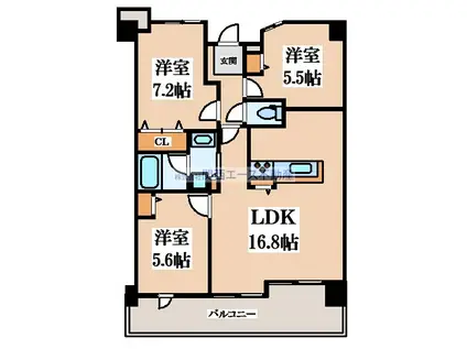 ソラリス住道(3LDK/13階)の間取り写真