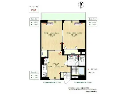 トリヴァンベール桜台(2DK/2階)の間取り写真