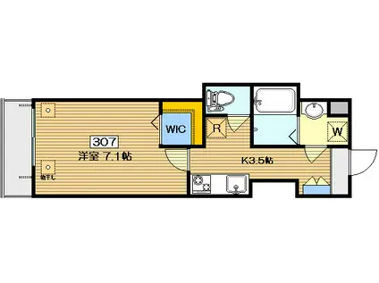 CASA FELIZII カサフェリスツー(1K/3階)の間取り写真